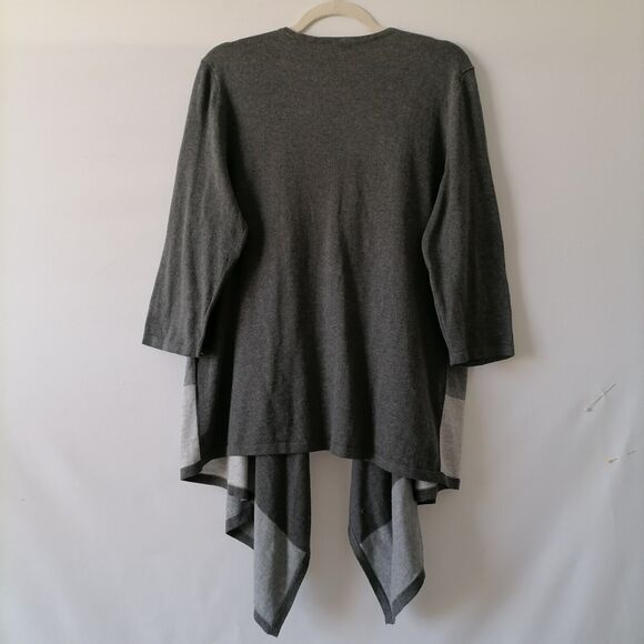 NWT Hannah Women's Gray Buffalo Plaid Open Front Cardigan Sweater Size X-Large - Picture 4 of 7